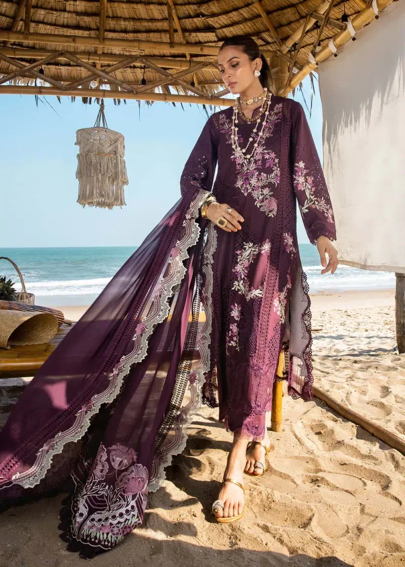 Saira Shakira | Luxury lawn'25 | Dahlia-b | Lawn | Grape | Embroidered Suit | 3pc