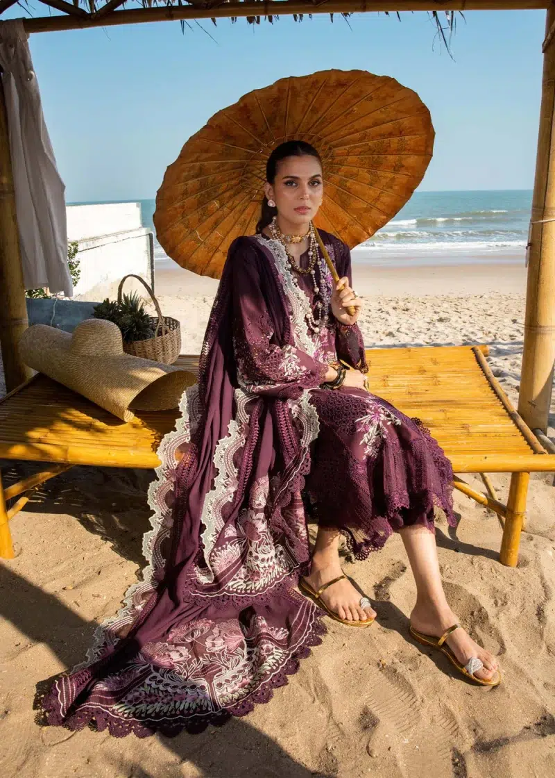 Saira Shakira | Luxury lawn'25 | Dahlia-b | Lawn | Grape | Embroidered Suit | 3pc