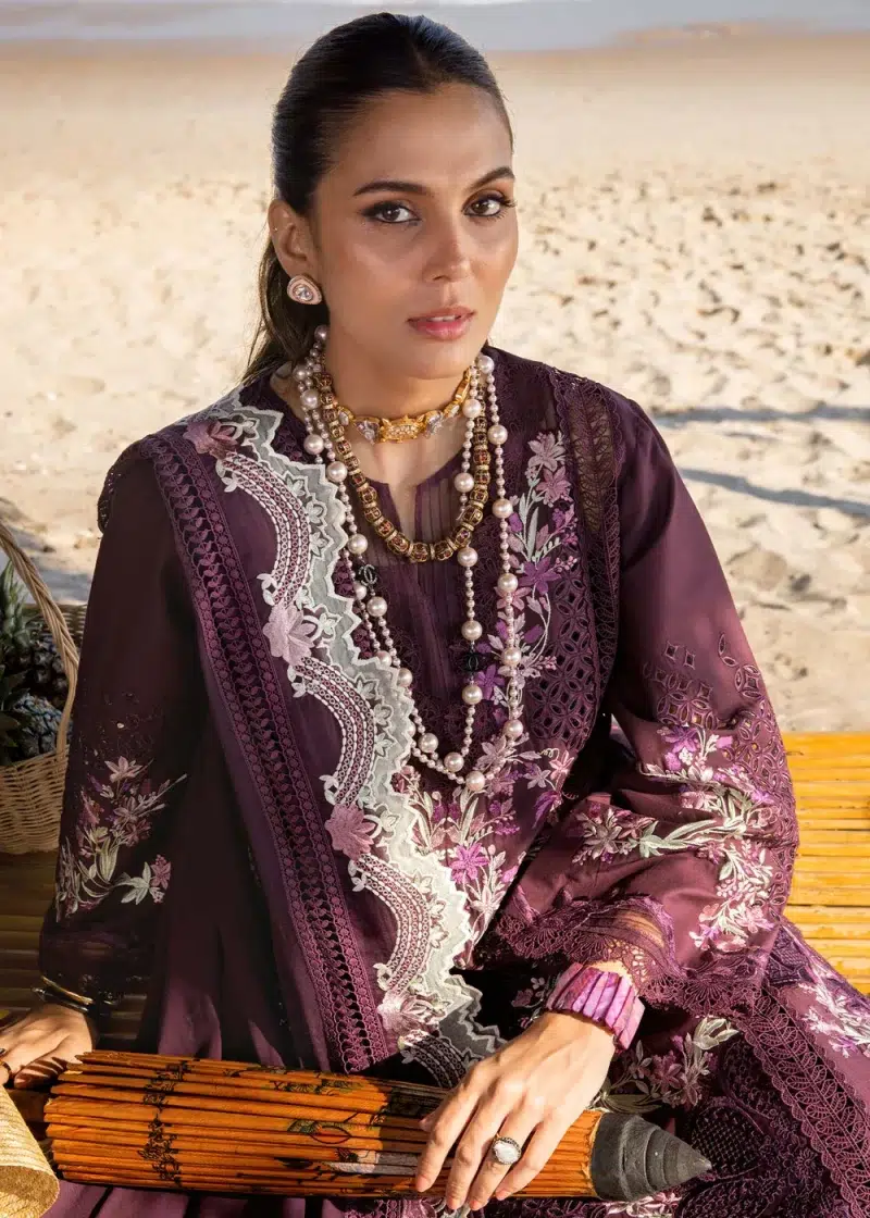 Saira Shakira | Luxury lawn'25 | Dahlia-b | Lawn | Grape | Embroidered Suit | 3pc