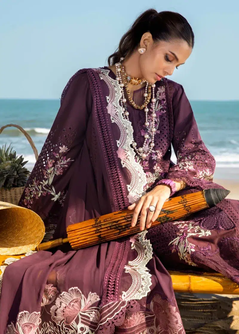 Saira Shakira | Luxury lawn'25 | Dahlia-b | Lawn | Grape | Embroidered Suit | 3pc