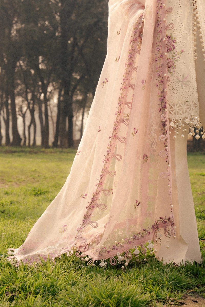 Sana Safinaz | Luxury Lawn 25 | White | Unstitched | Festive wear | 001A-3CT | 3pc set.