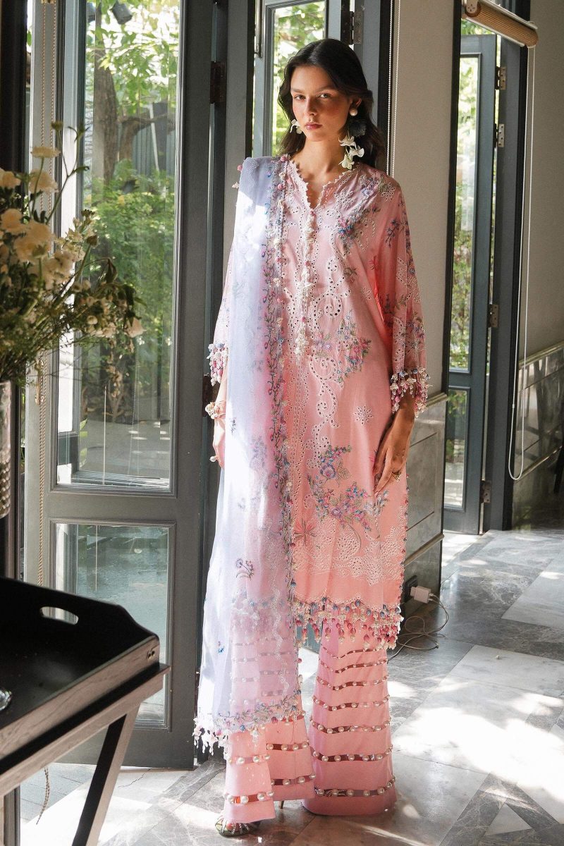 Sana Safinaz | Luxury Lawn 25 | Baby pink | Unstitched | Festive wear | 001B-3CT | 3pc set.