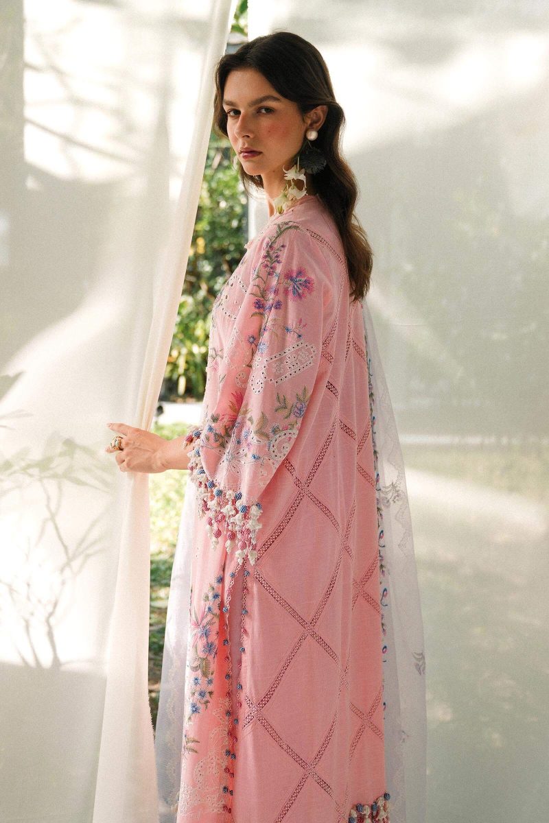 Sana Safinaz | Luxury Lawn 25 | Baby pink | Unstitched | Festive wear | 001B-3CT | 3pc set.