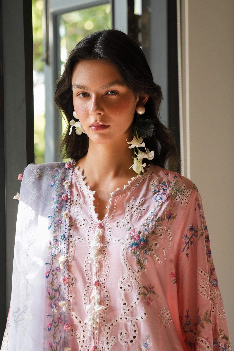 Sana Safinaz | Luxury Lawn 25 | Baby pink | Unstitched | Festive wear | 001B-3CT | 3pc set.