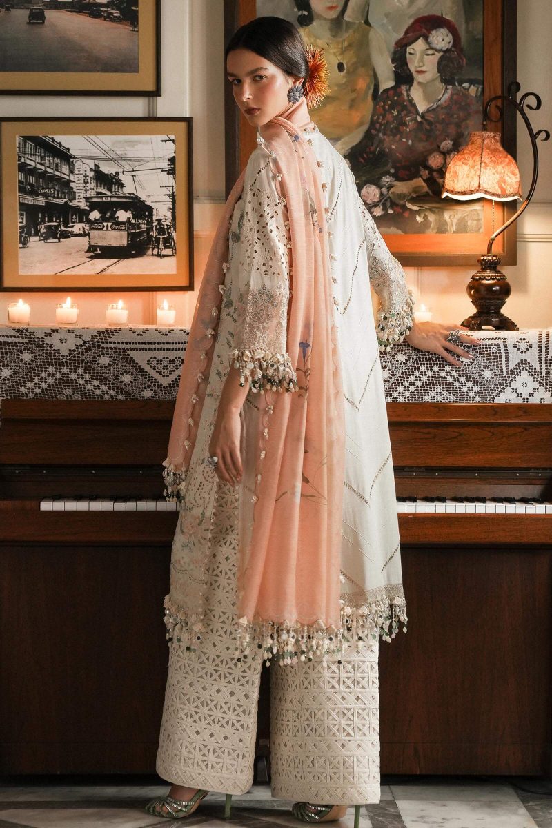 Sana Safinaz | Luxury Lawn 25 | Peach | Unstitched | Festive wear | 003A-3DI | 3pc set.