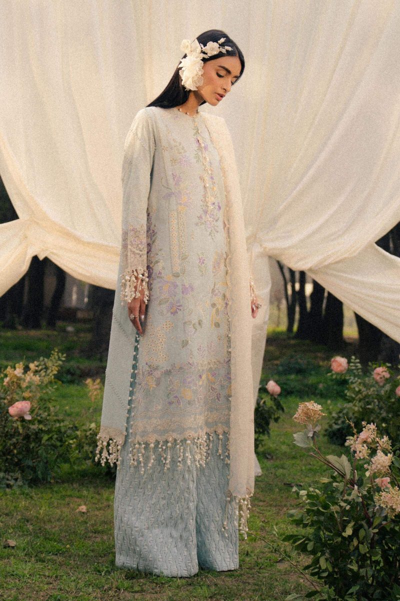 Sana Safinaz | Luxury Lawn 25 | Sky blue | Unstitched | Festive wear | 003B-3DI | 3pc set.