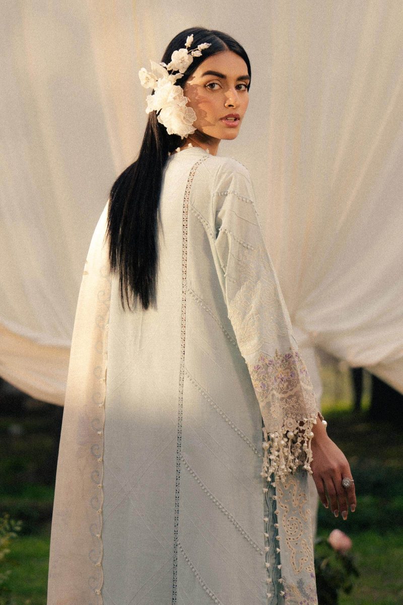 Sana Safinaz | Luxury Lawn 25 | Sky blue | Unstitched | Festive wear | 003B-3DI | 3pc set.