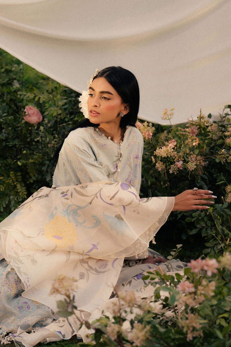 Sana Safinaz | Luxury Lawn 25 | Sky blue | Unstitched | Festive wear | 003B-3DI | 3pc set.