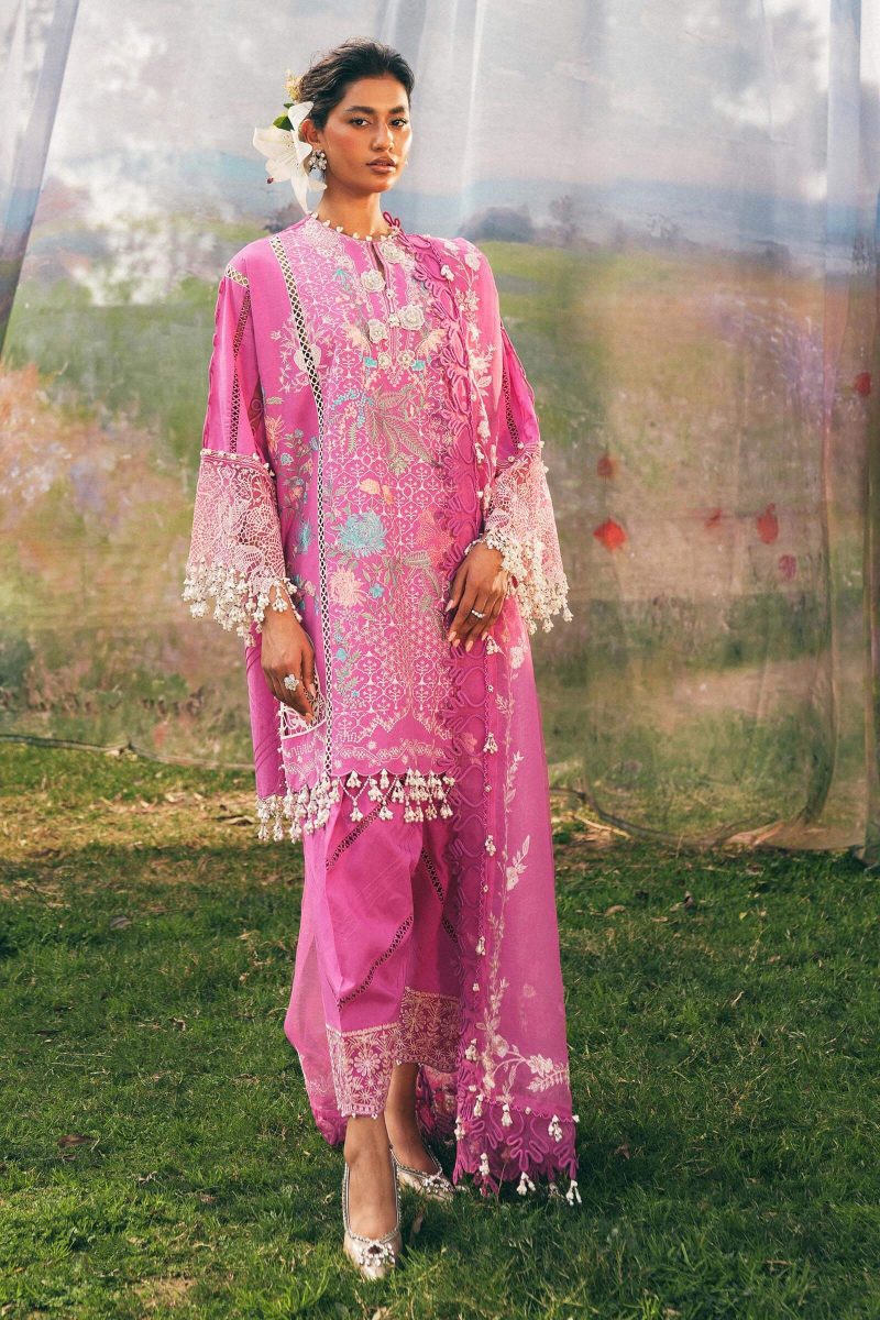 Sana Safinaz | Luxury Lawn 25 | Magenta | Unstitched | Festive wear | 005A-3CT | 3pc set.