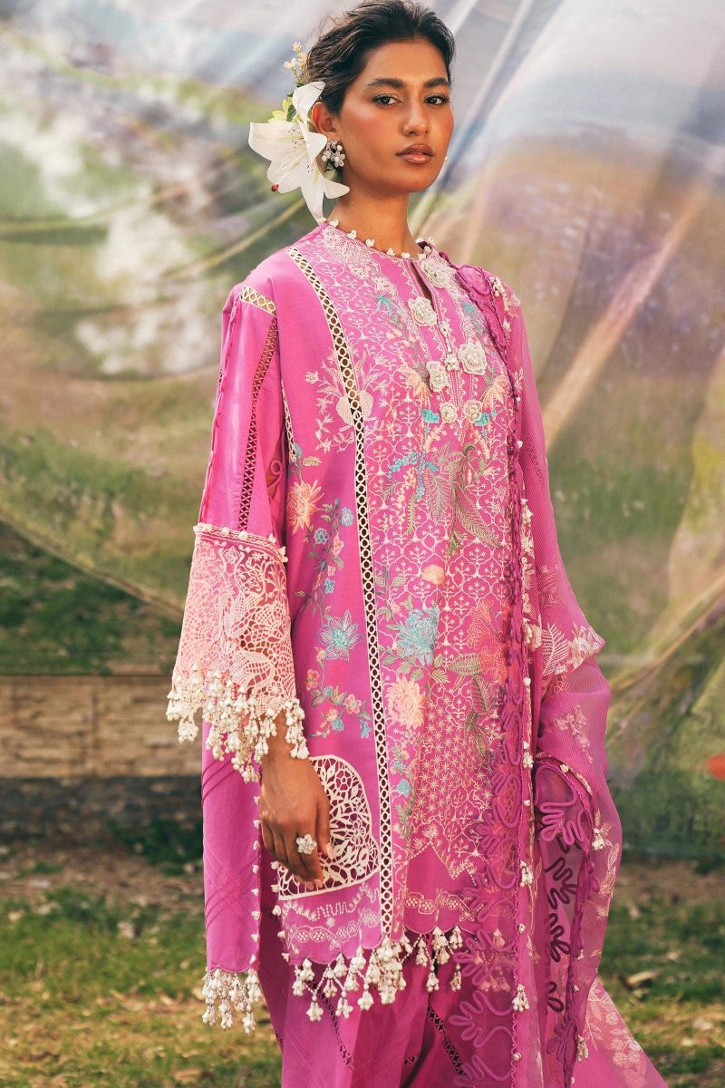 Sana Safinaz | Luxury Lawn 25 | Magenta | Unstitched | Festive wear | 005A-3CT | 3pc set.