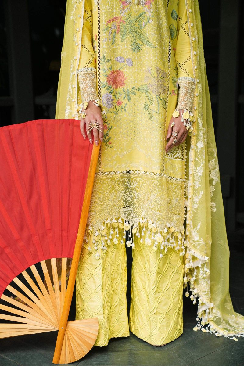 Sana Safinaz | Luxury Lawn 25 | Yellow | Unstitched | Festive wear | 005B-3CT | 3pc set.