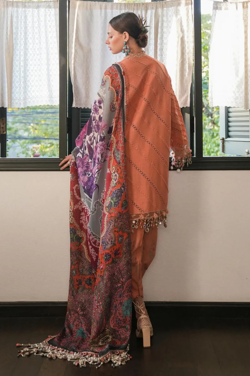 Sana Safinaz | Luxury Lawn 25 | Orange | Unstitched | Festive wear | 007A-3CT | 3pc set.