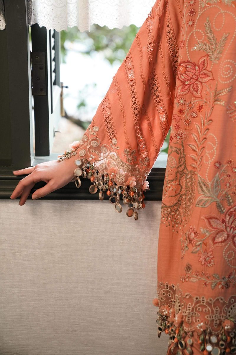Sana Safinaz | Luxury Lawn 25 | Orange | Unstitched | Festive wear | 007A-3CT | 3pc set.