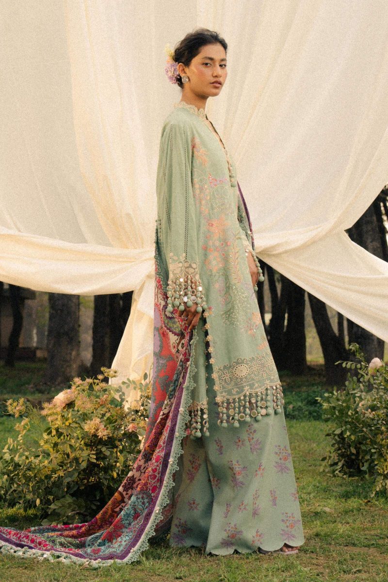 Sana Safinaz | Luxury Lawn 25 | C green | Unstitched | Festive wear | 007B-3CT | 3pc set.