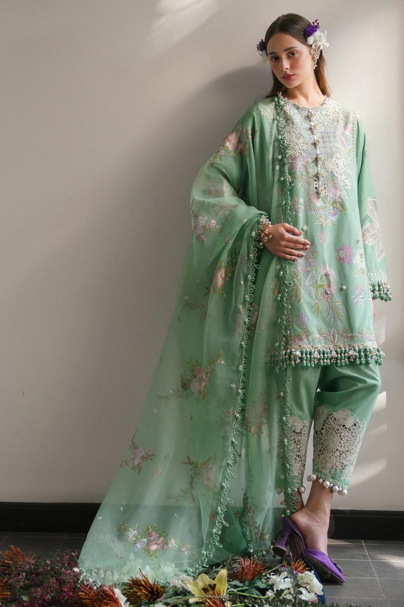 Sana Safinaz | Luxury Lawn 25 | Sage Green | Unstitched | Festive wear | 008A-3CT | 3pc set.