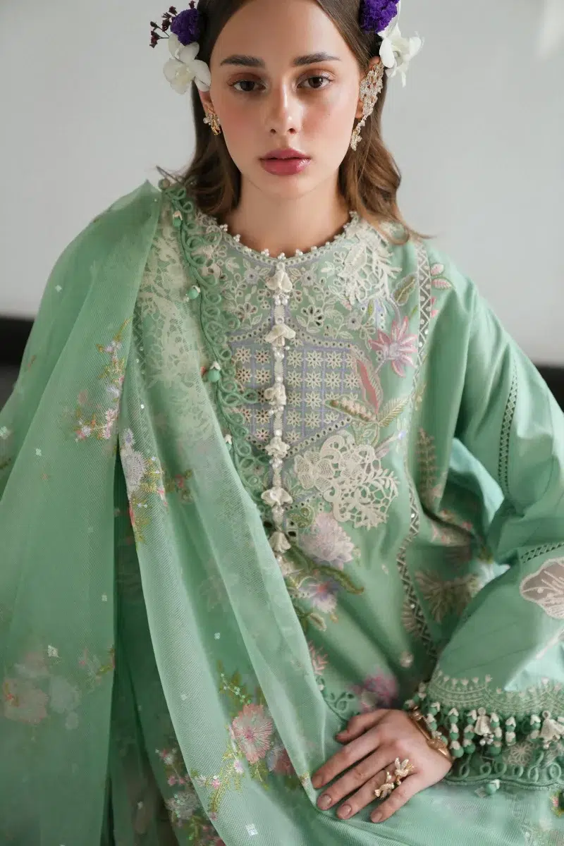 Sana Safinaz | Luxury Lawn 25 | Sage Green | Unstitched | Festive wear | 008A-3CT | 3pc set.