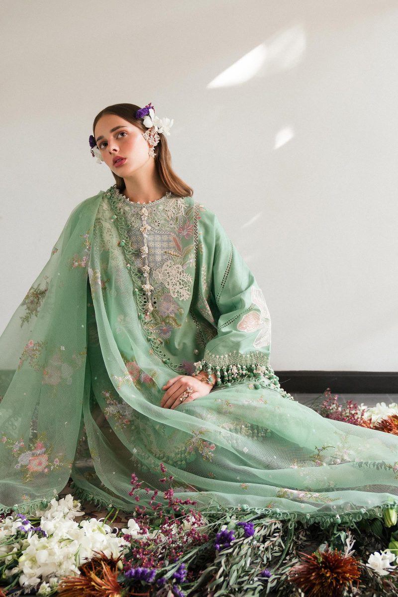Sana Safinaz | Luxury Lawn 25 | Sage Green | Unstitched | Festive wear | 008A-3CT | 3pc set.