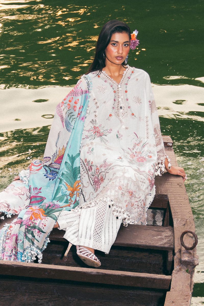 Sana Safinaz | Luxury Lawn 25 | Off white | Unstitched | Festive wear | 010B-3DI | 3pc set.