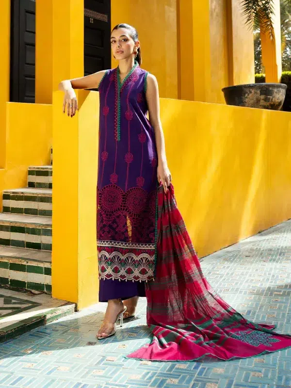 Zainab Chottani Chikankari 25 | Deep Purple | Unstitched | Festive wear| Zynah - 1B | 3 pc set.