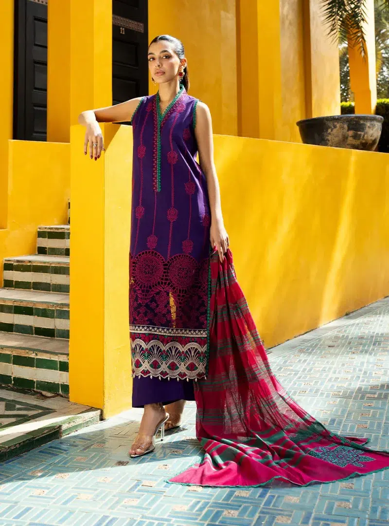 Zainab Chottani Chikankari 25 | Deep Purple | Unstitched | Festive wear| Zynah - 1B |  3 pc set.