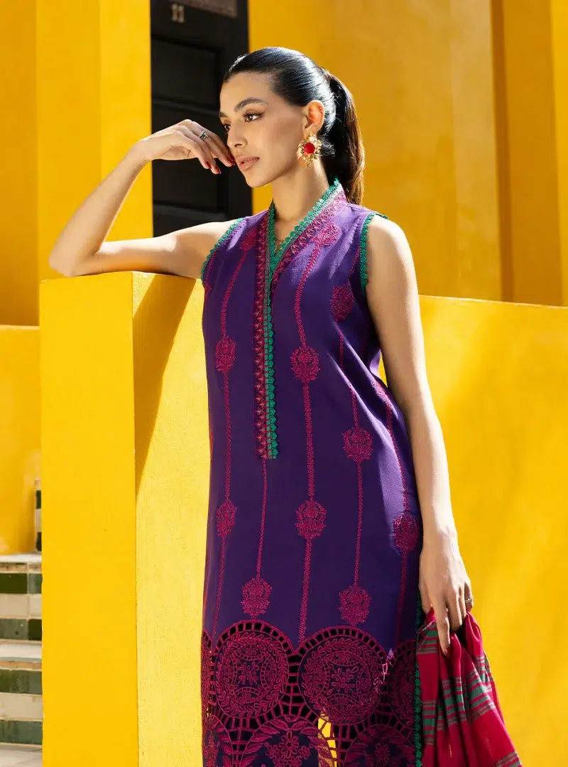 Zainab Chottani Chikankari 25 | Deep Purple | Unstitched | Festive wear| Zynah - 1B |  3 pc set.