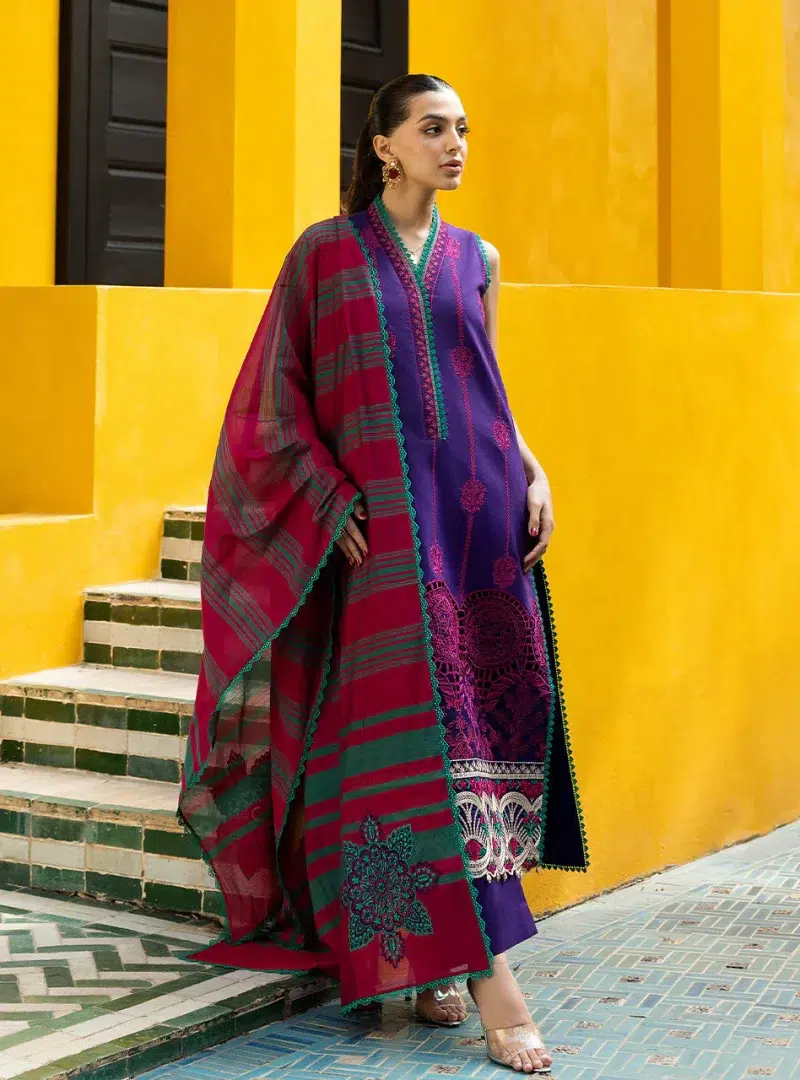 Zainab Chottani Chikankari 25 | Deep Purple | Unstitched | Festive wear| Zynah - 1B |  3 pc set.