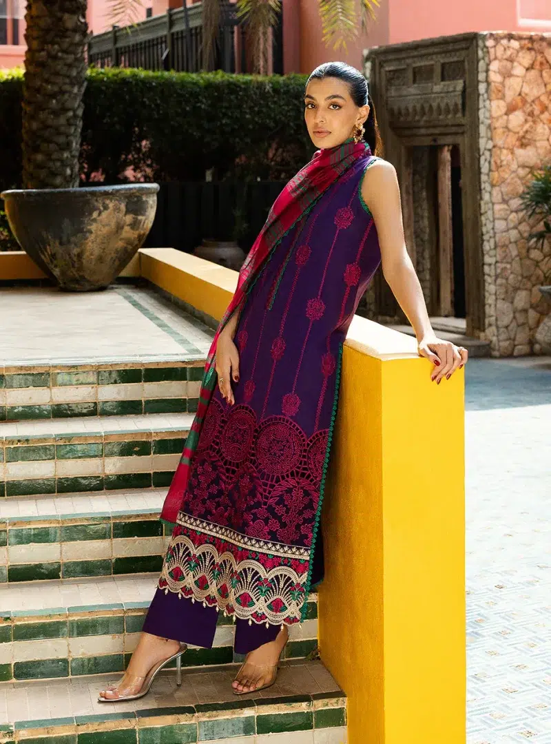 Zainab Chottani Chikankari 25 | Deep Purple | Unstitched | Festive wear| Zynah - 1B |  3 pc set.