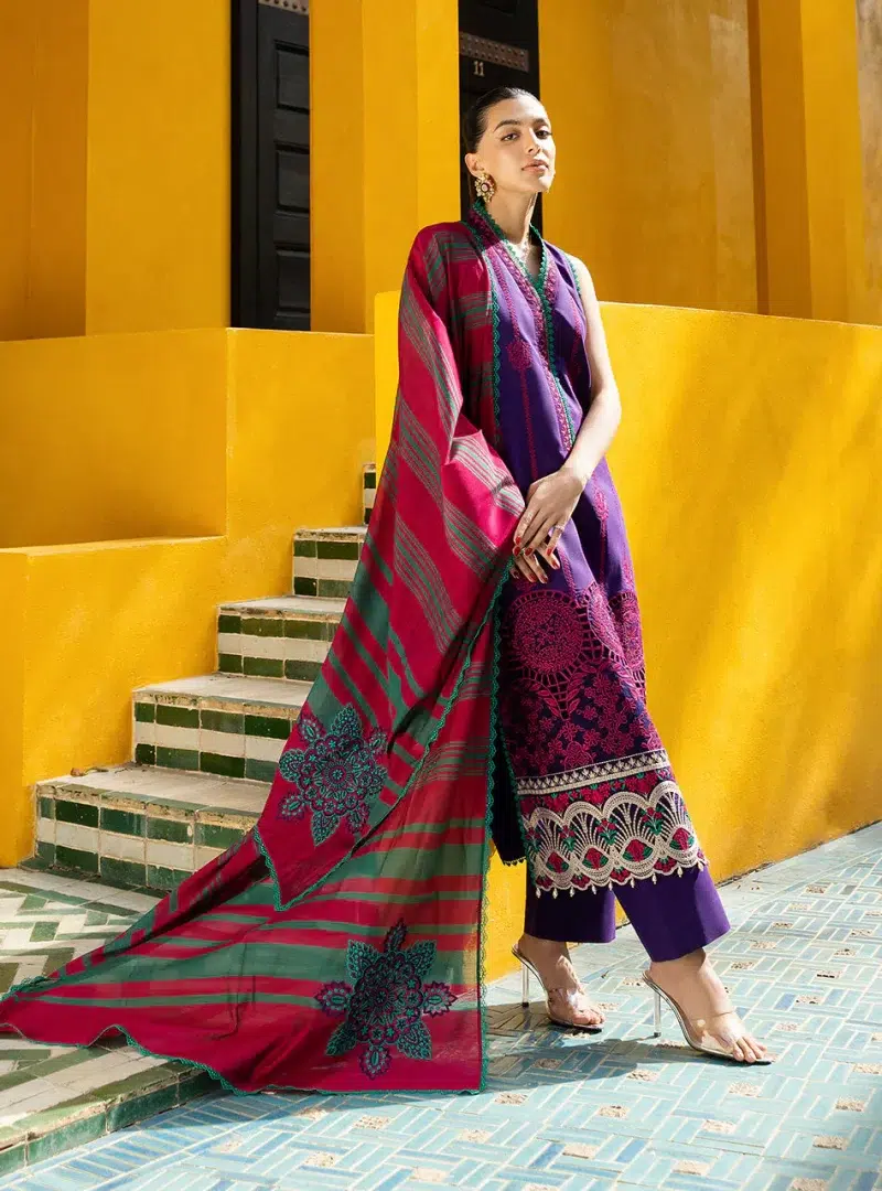 Zainab Chottani Chikankari 25 | Deep Purple | Unstitched | Festive wear| Zynah - 1B |  3 pc set.