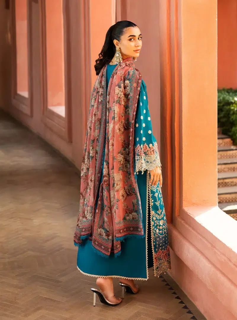 Zainab Chottani Chikankari 25 | Teal | Unstitched | Festive wear| Izrah - 2A |  3 pc set.