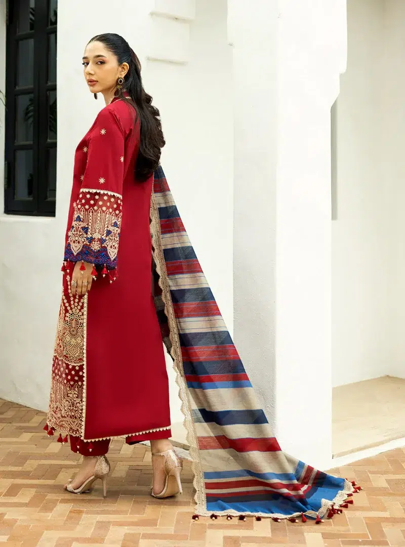 Zainab Chottani Chikankari 25 | Deep Red | Unstitched | Festive wear| Elma - 3A | 3 pc set.