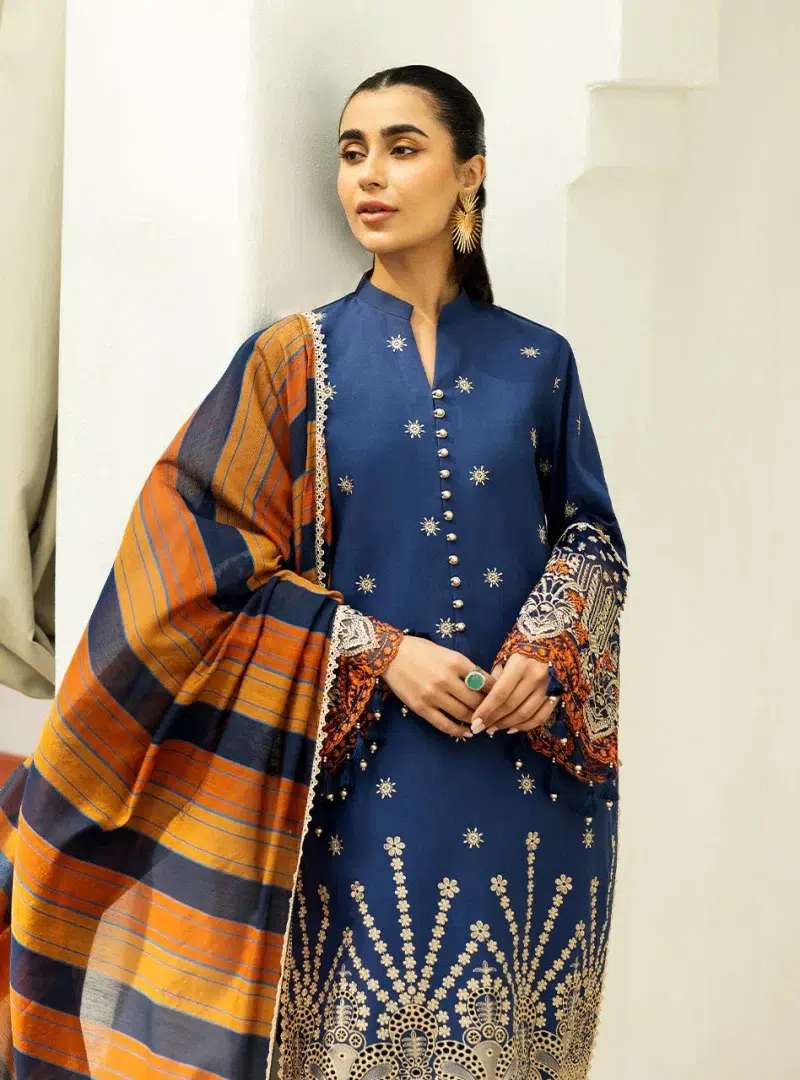 Zainab Chottani Chikankari 25 | Navy Blue | Unstitched | Festive wear| Elma - 3B | 3 pc set.