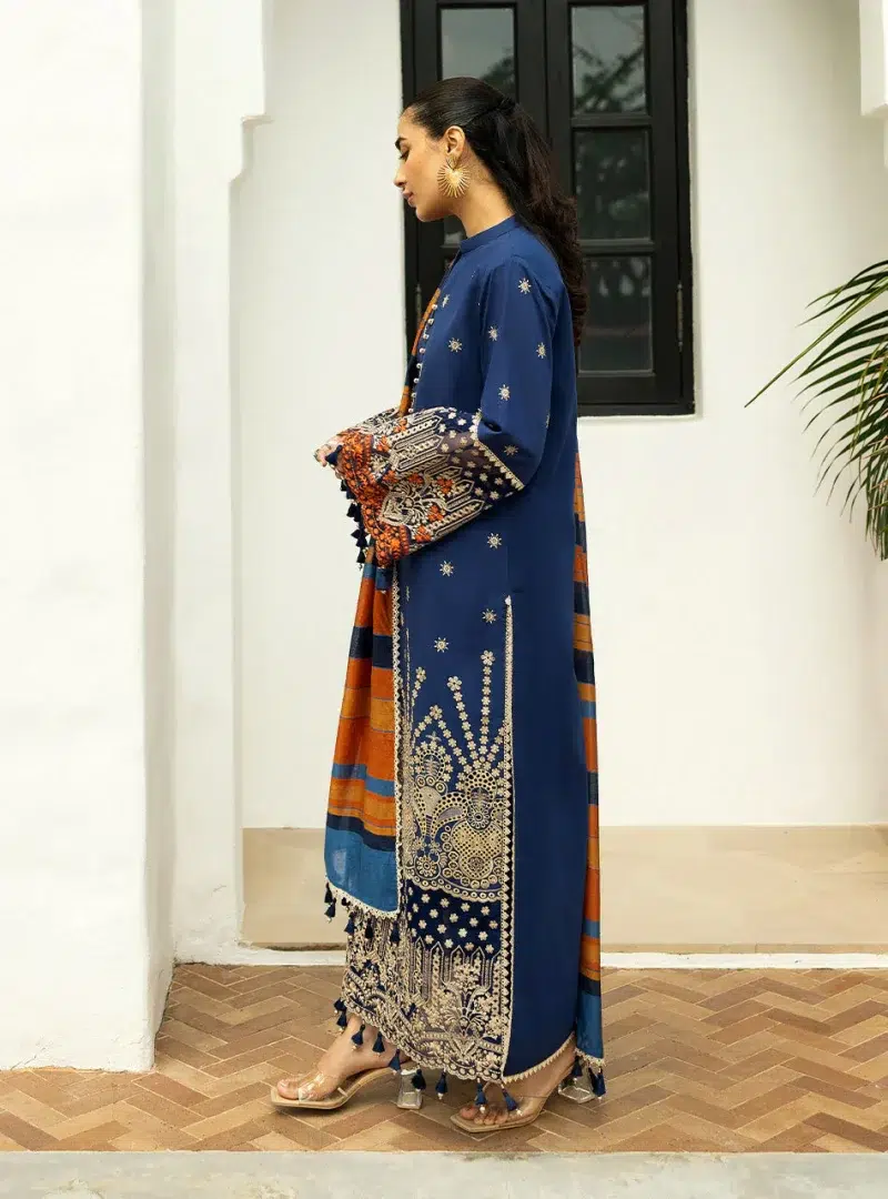 Zainab Chottani Chikankari 25 | Navy Blue | Unstitched | Festive wear| Elma - 3B | 3 pc set.
