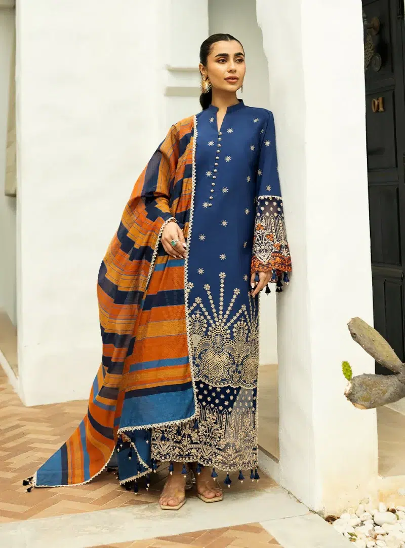 Zainab Chottani Chikankari 25 | Navy Blue | Unstitched | Festive wear| Elma - 3B | 3 pc set.