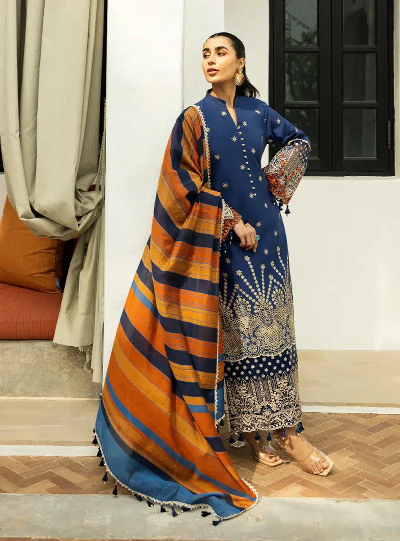 Zainab Chottani Chikankari 25 | Navy Blue | Unstitched | Festive wear| Elma - 3B | 3 pc set.