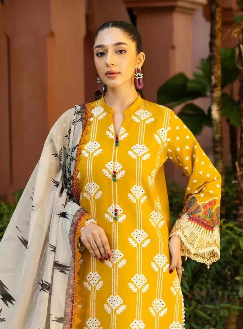 Zainab Chottani Chikankari 25 | Yellow | Unstitched | Festive wear| Aanya - 4A |  3 pc set.