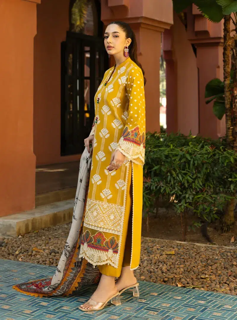 Zainab Chottani Chikankari 25 | Yellow | Unstitched | Festive wear| Aanya - 4A |  3 pc set.