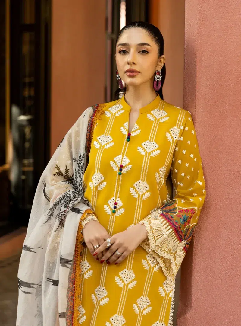 Zainab Chottani Chikankari 25 | Yellow | Unstitched | Festive wear| Aanya - 4A |  3 pc set.