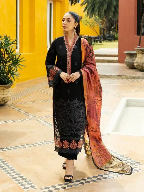 Zainab Chottani Chikankari 25 | Midnight Black | Unstitched | Festive wear| Selah - 5A | 3 pc set.