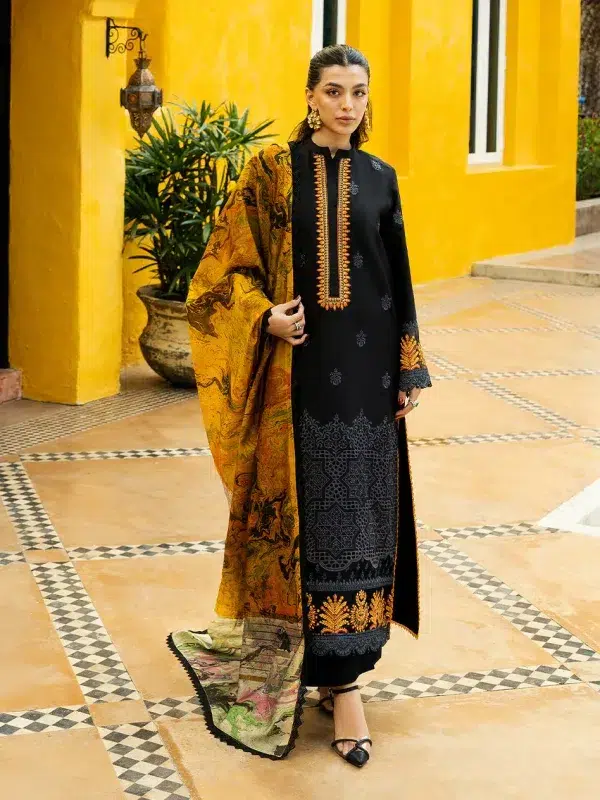 Zainab Chottani Chikankari 25 | Midnight Black | Unstitched | Festive wear| Selah - 5B | 3 pc set.