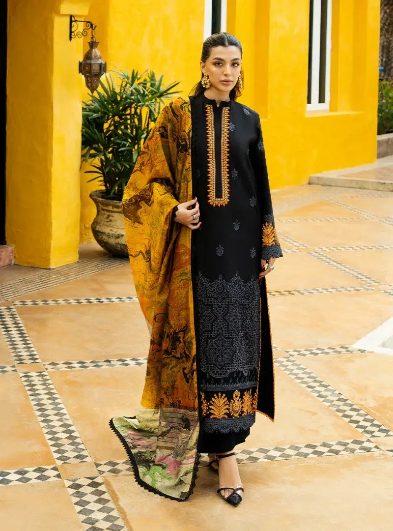 Zainab Chottani Chikankari 25 | Midnight Black | Unstitched | Festive wear| Selah - 5B | 3 pc set.