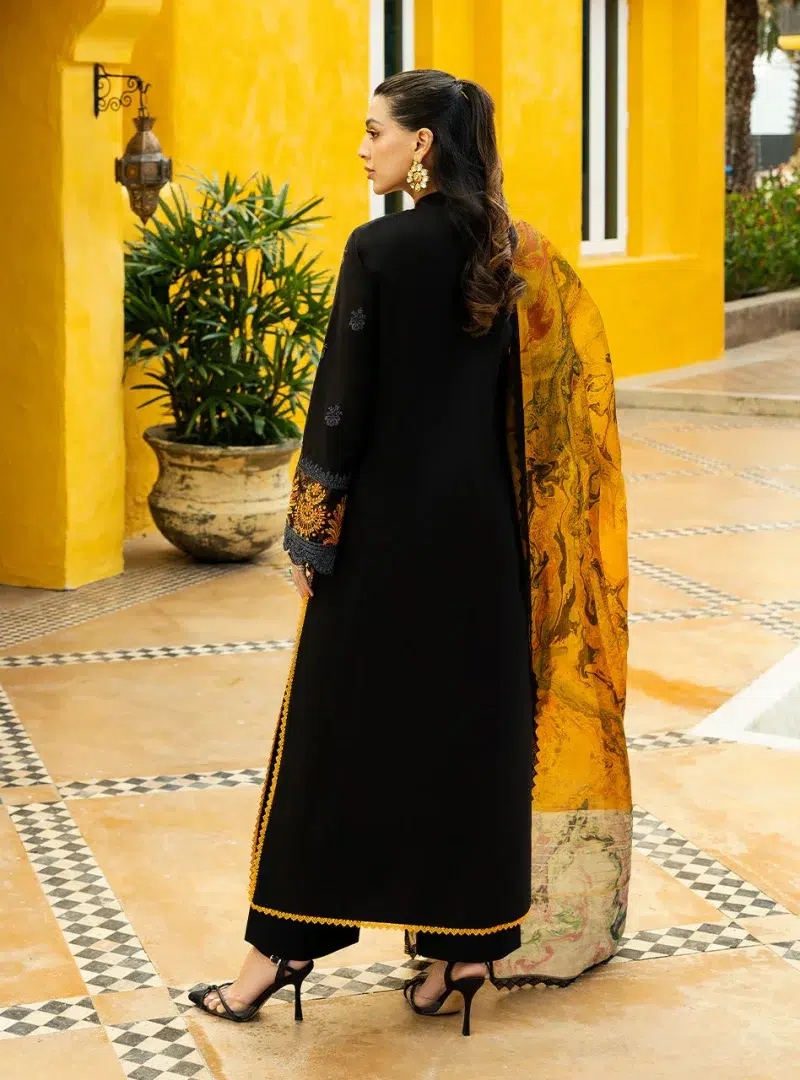 Zainab Chottani Chikankari 25 | Midnight Black | Unstitched | Festive wear| Selah - 5B | 3 pc set.