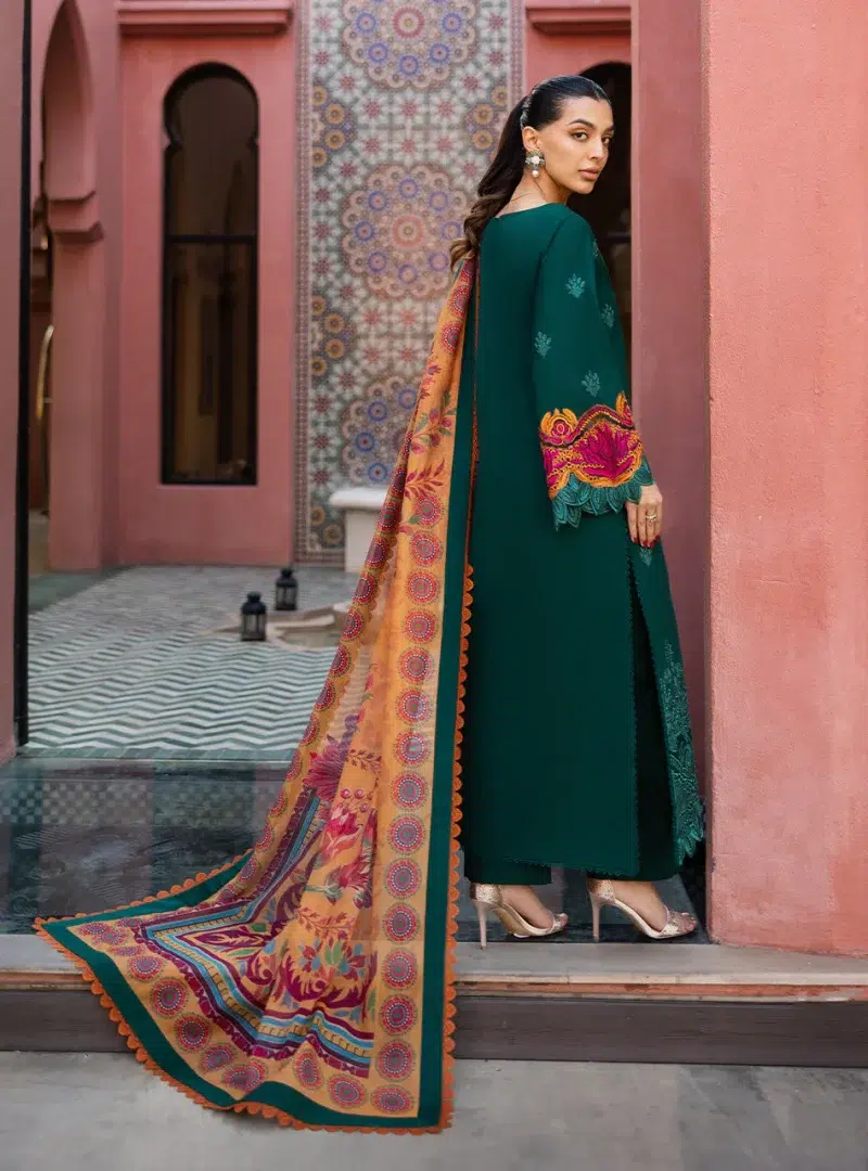 Zainab Chottani Chikankari 25 | Elegant Green | Unstitched | Festive wear| Nia - 6A | 3 pc set.