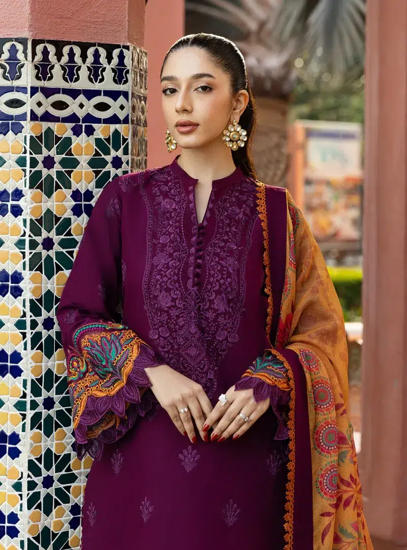 Zainab Chottani Chikankari 25 | Elegant Purple | Unstitched | Festive wear| Nia - 6B | 3 pc set.