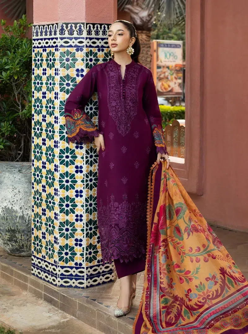 Zainab Chottani Chikankari 25 | Elegant Purple | Unstitched | Festive wear| Nia - 6B | 3 pc set.