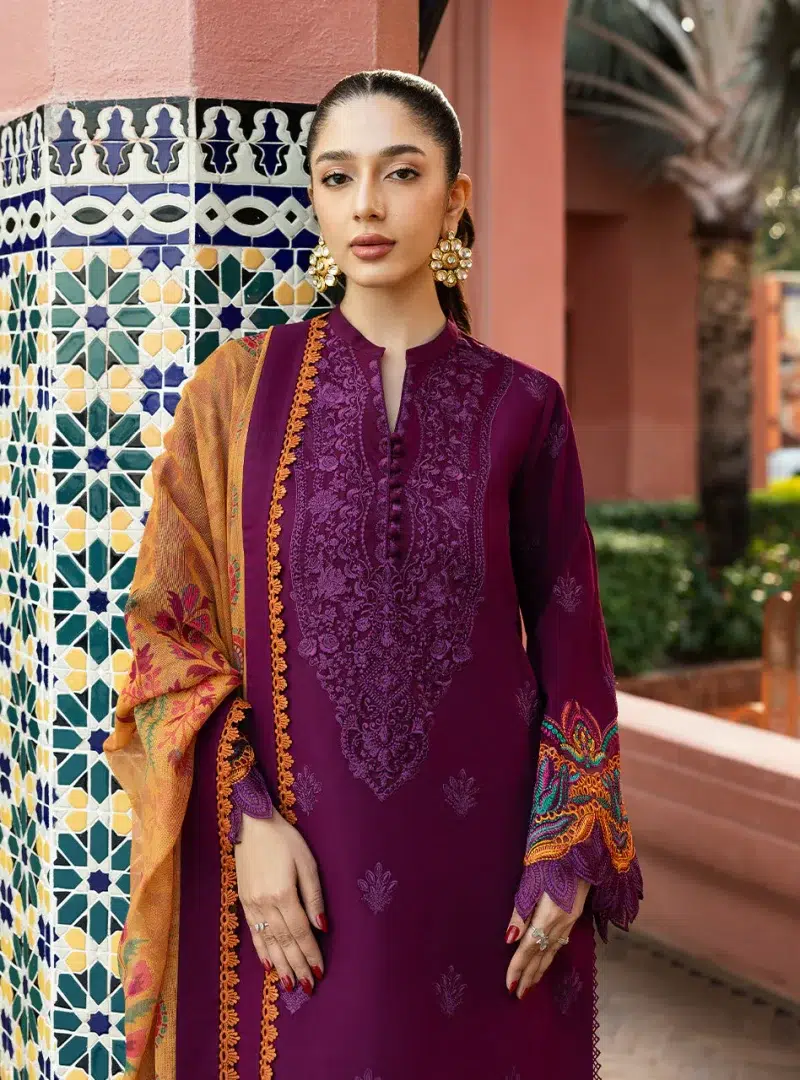 Zainab Chottani Chikankari 25 | Elegant Purple | Unstitched | Festive wear| Nia - 6B | 3 pc set.