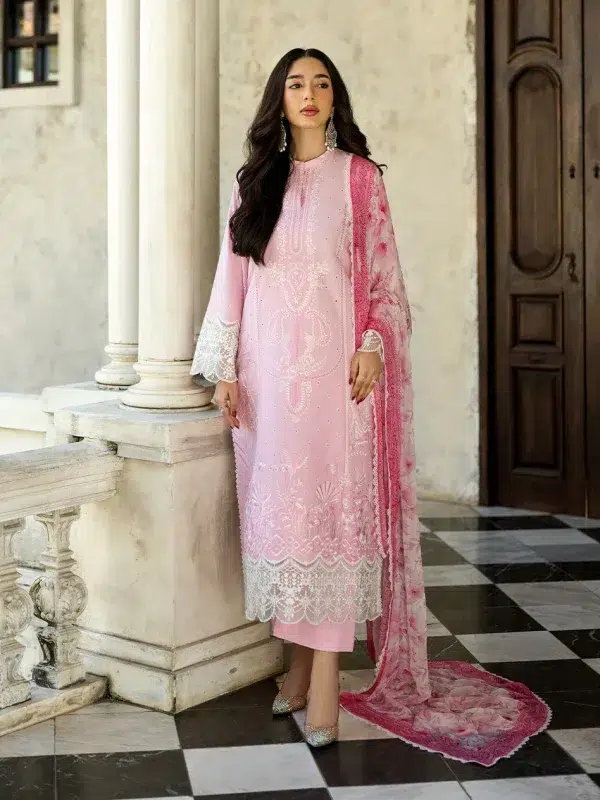 Zainab Chottani Chikankari 25 | Soft Blush Pink | Unstitched | Festive wear| Liyah - 7A | 3 pc set.