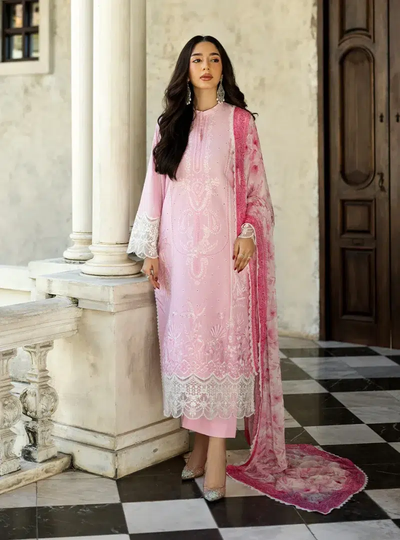 Zainab Chottani Chikankari 25 | Soft Blush Pink | Unstitched | Festive wear| Liyah - 7A |  3 pc set.