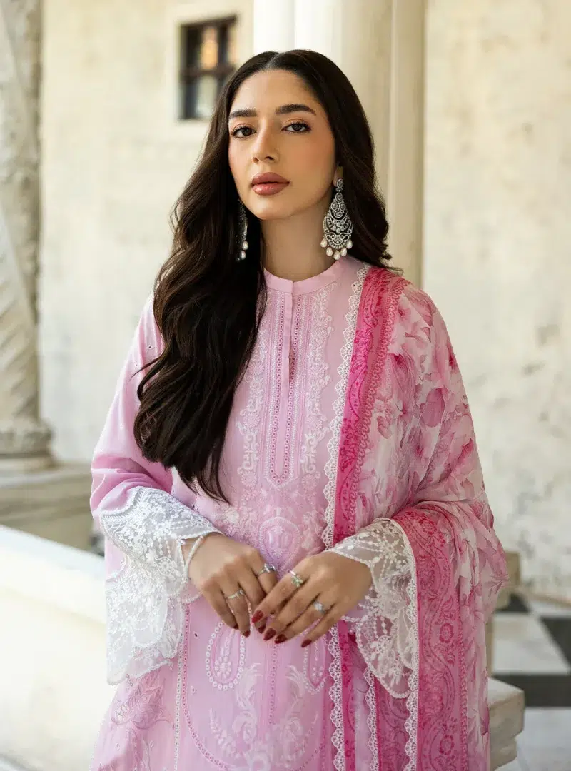 Zainab Chottani Chikankari 25 | Soft Blush Pink | Unstitched | Festive wear| Liyah - 7A |  3 pc set.