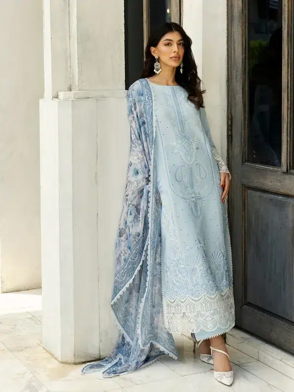 Zainab Chottani Chikankari 25 | Soft Light Blue | Unstitched | Festive wear| Liyah - 7B | 3 pc set.
