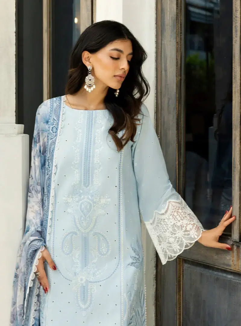 Zainab Chottani Chikankari 25 | Soft Light Blue | Unstitched | Festive wear| Liyah - 7B | 3 pc set.
